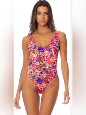 Maaji Pink Tropical Reversible Floral One-Piece Swimsuit